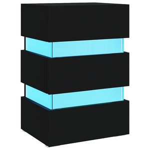 vidaXL LED Bedside Table Black 45x35x67 cm Engineered Wood