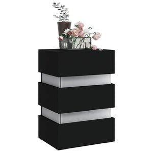 vidaXL LED Bedside Table Black 45x35x67 cm Engineered Wood
