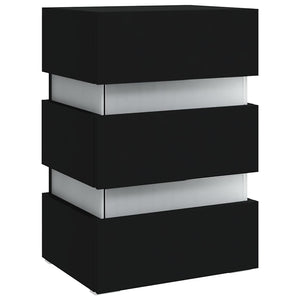 vidaXL LED Bedside Table Black 45x35x67 cm Engineered Wood