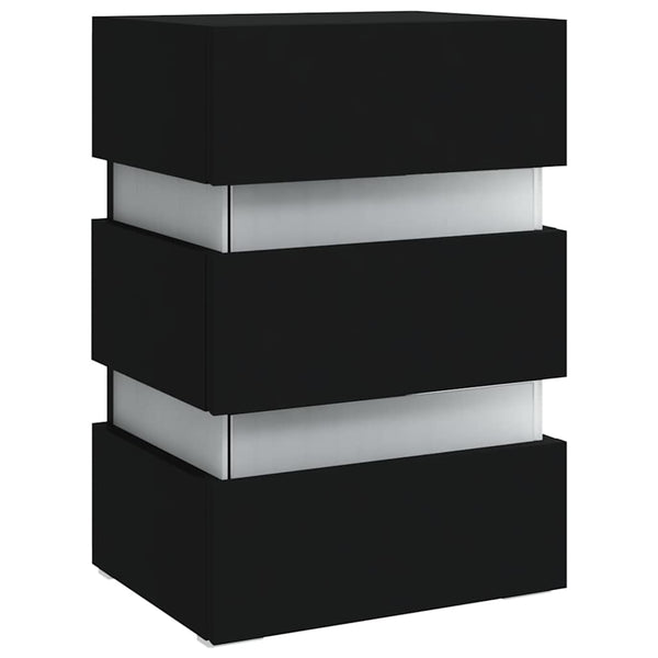 vidaXL LED Bedside Table Black 45x35x67 cm Engineered Wood