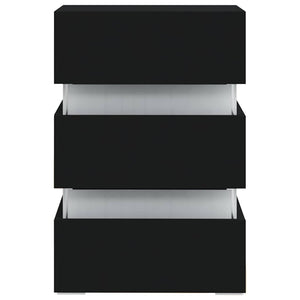 vidaXL LED Bedside Table Black 45x35x67 cm Engineered Wood