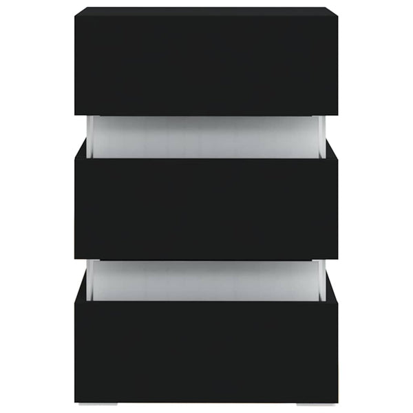 vidaXL LED Bedside Table Black 45x35x67 cm Engineered Wood