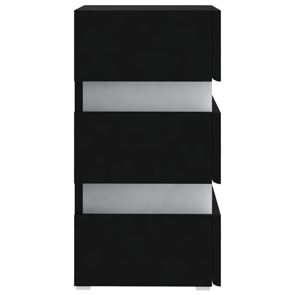 vidaXL LED Bedside Table Black 45x35x67 cm Engineered Wood