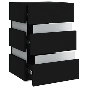 vidaXL LED Bedside Table Black 45x35x67 cm Engineered Wood