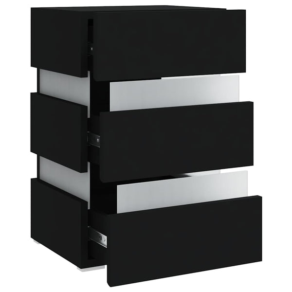 vidaXL LED Bedside Table Black 45x35x67 cm Engineered Wood