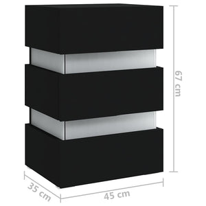vidaXL LED Bedside Table Black 45x35x67 cm Engineered Wood