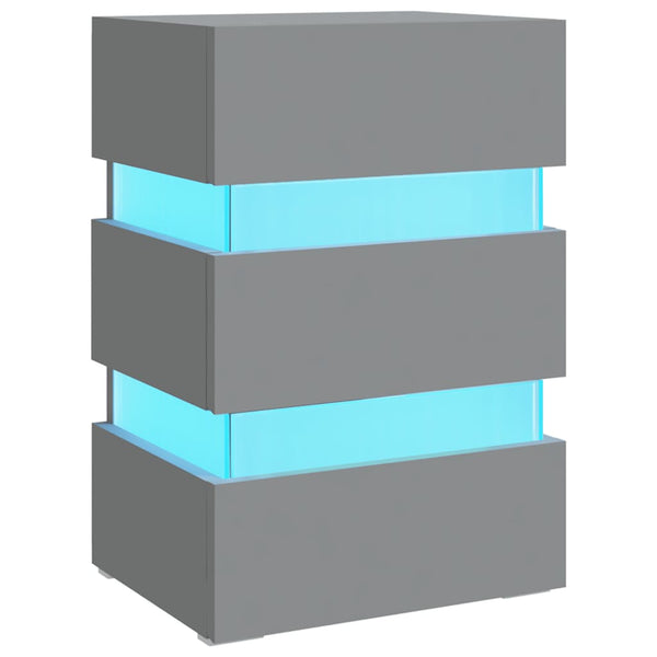 vidaXL LED Nightstand Gray 45x35x67 cm Engineered Wood