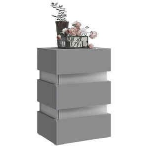 vidaXL LED Nightstand Gray 45x35x67 cm Engineered Wood