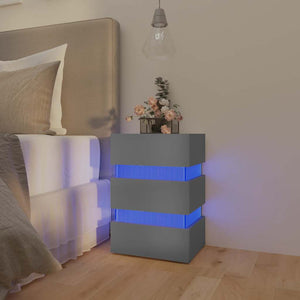 vidaXL LED Nightstand Gray 45x35x67 cm Engineered Wood