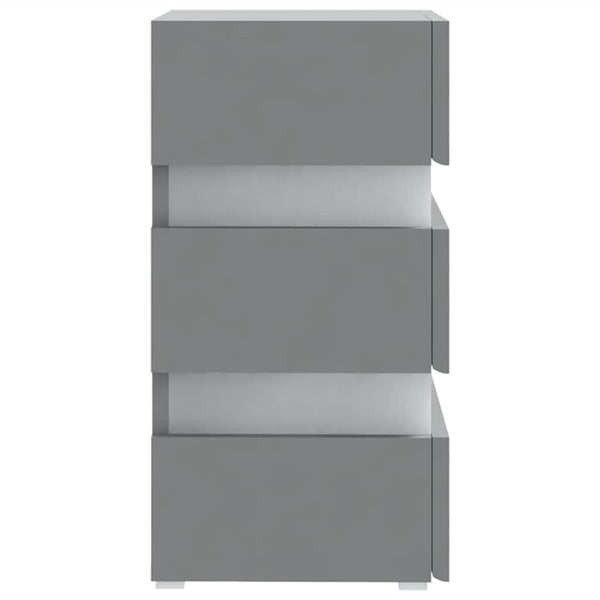 vidaXL LED Nightstand Gray 45x35x67 cm Engineered Wood