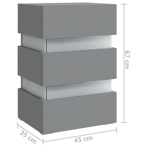 vidaXL LED Nightstand Gray 45x35x67 cm Engineered Wood