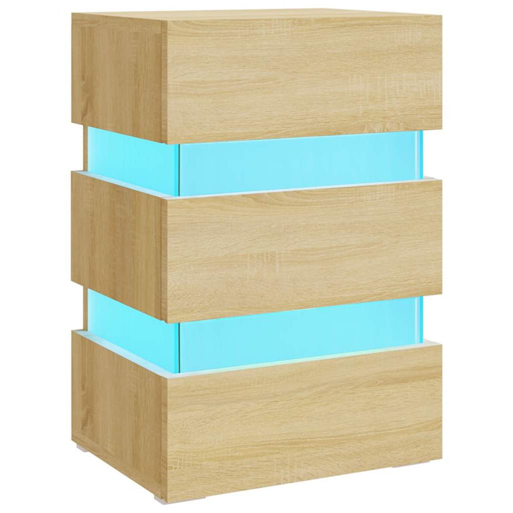 vidaXL LED Bedside Table Sonoma Oak 45x35x67 cm Engineered Wood