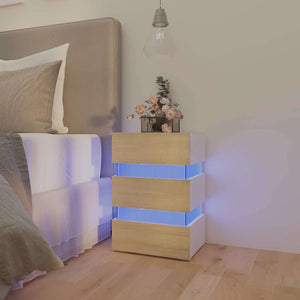 vidaXL LED Bedside Cabinet White and Sonoma Oak 45x35x67 cm Engineered Wood