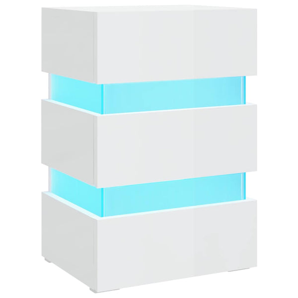 vidaXL High Gloss White LED Nightstand 45x35x67 cm Engineered Wood