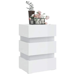 vidaXL High Gloss White LED Nightstand 45x35x67 cm Engineered Wood