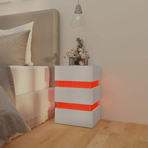 vidaXL High Gloss White LED Nightstand 45x35x67 cm Engineered Wood