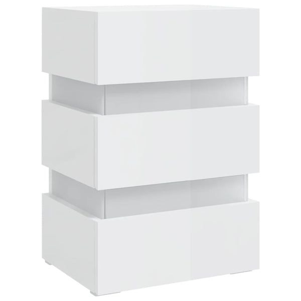 vidaXL High Gloss White LED Nightstand 45x35x67 cm Engineered Wood