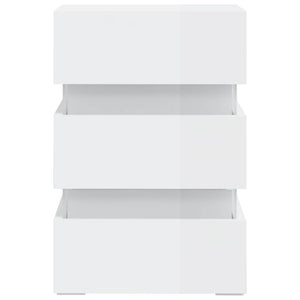 vidaXL High Gloss White LED Nightstand 45x35x67 cm Engineered Wood