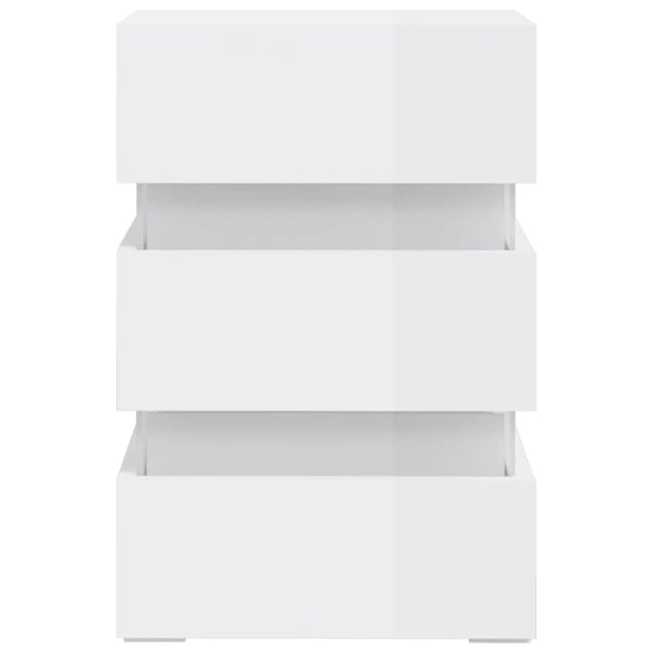 vidaXL High Gloss White LED Nightstand 45x35x67 cm Engineered Wood