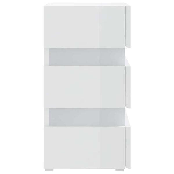 vidaXL High Gloss White LED Nightstand 45x35x67 cm Engineered Wood