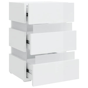vidaXL High Gloss White LED Nightstand 45x35x67 cm Engineered Wood