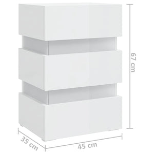 vidaXL High Gloss White LED Nightstand 45x35x67 cm Engineered Wood
