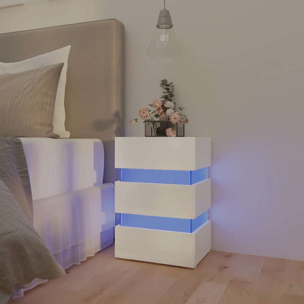 vidaXL High Gloss White LED Nightstand 45x35x67 cm Engineered Wood