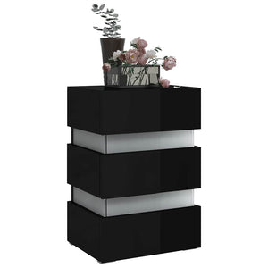 vidaXL LED Bedside Table High Gloss Black 45x35x67 cm Engineered Wood