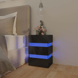 vidaXL LED Bedside Table High Gloss Black 45x35x67 cm Engineered Wood