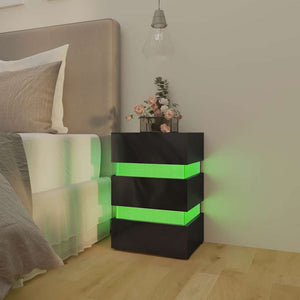 vidaXL LED Bedside Table High Gloss Black 45x35x67 cm Engineered Wood
