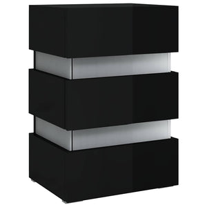 vidaXL LED Bedside Table High Gloss Black 45x35x67 cm Engineered Wood