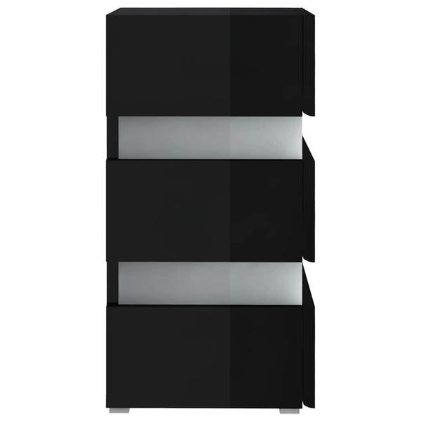 vidaXL LED Bedside Table High Gloss Black 45x35x67 cm Engineered Wood