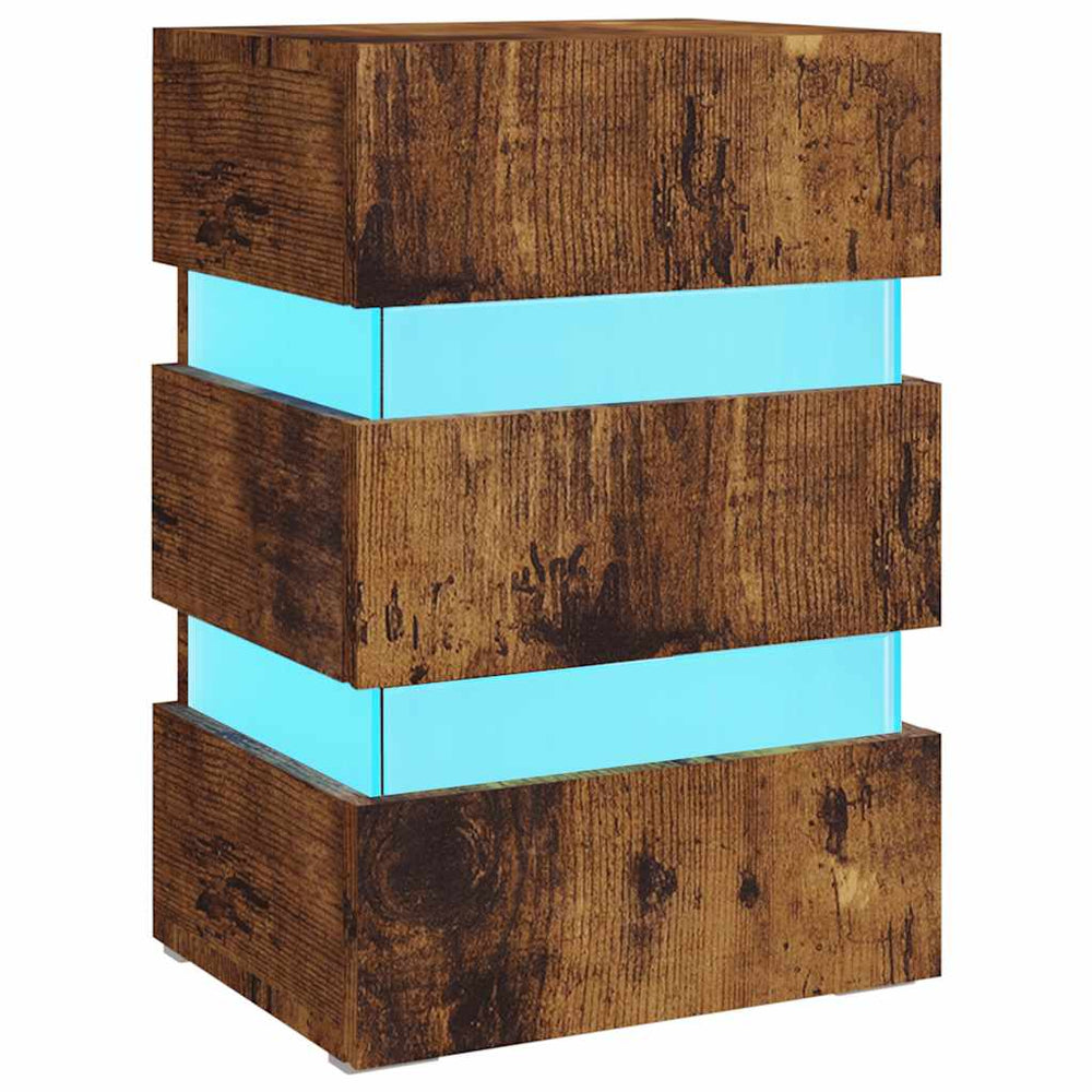 vidaXL LED Bedside Table Smoked Oak 45x35x67 cm Engineered Wood