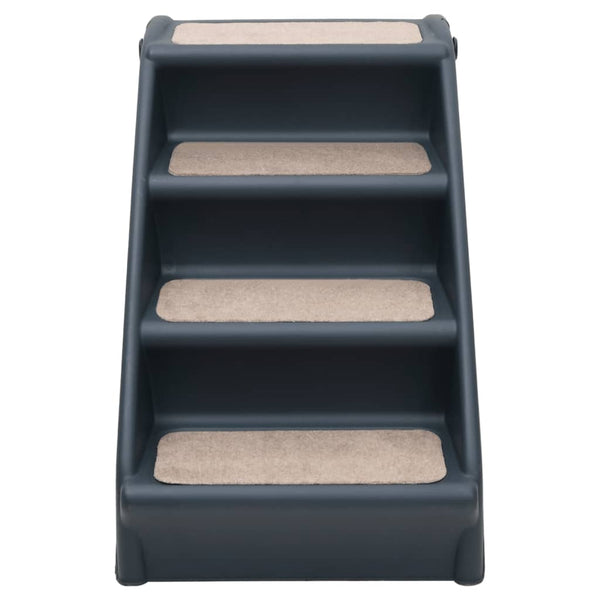 vidaXL 4-Step Foldable Dog Stairs Dark Grey