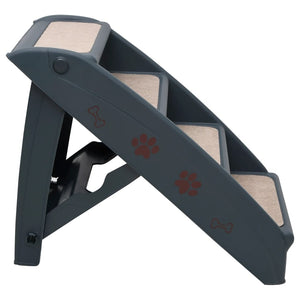vidaXL 4-Step Foldable Dog Stairs Dark Grey