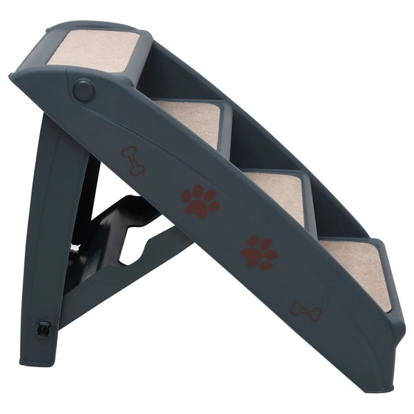 vidaXL 4-Step Foldable Dog Stairs Dark Grey
