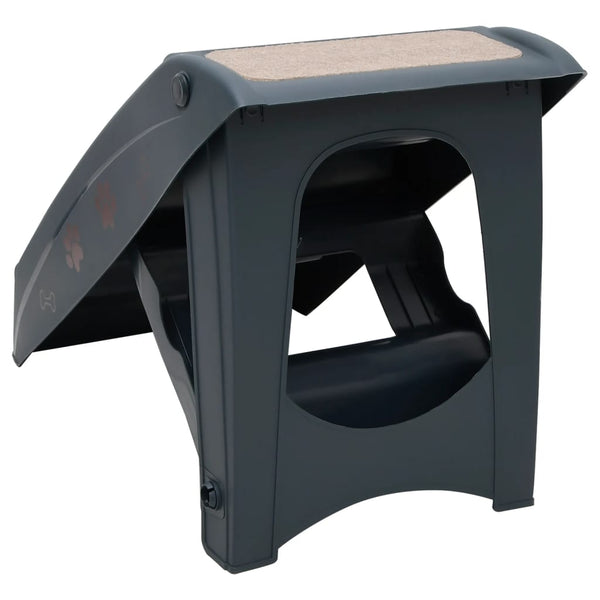 vidaXL 4-Step Foldable Dog Stairs Dark Grey