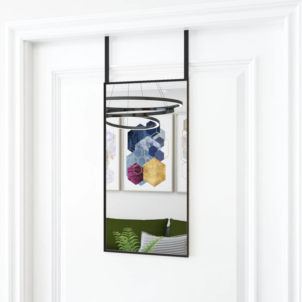 vidaXL Door Mirror Black 30x60 cm Glass and Aluminum