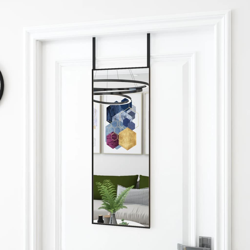 vidaXL Over-the-Door Mirror Black 30x80 cm Glass and Aluminum