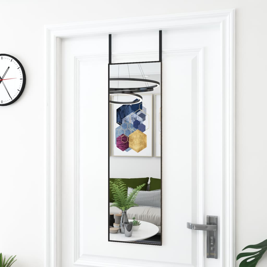 vidaXL Over-the-Door Mirror Black 30x100 cm Glass and Aluminum