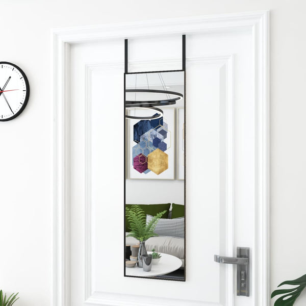 vidaXL Over-the-Door Mirror Black 30x100 cm Glass and Aluminum