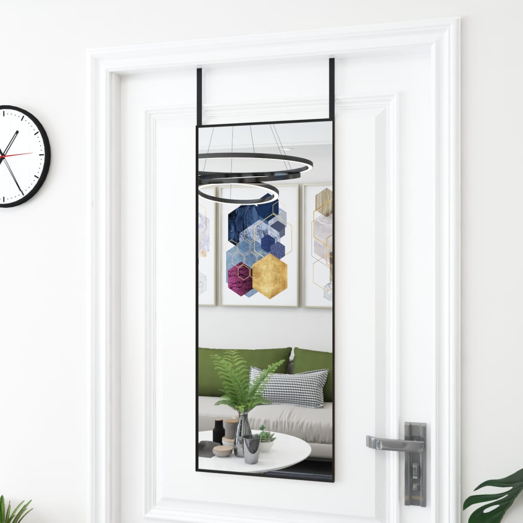 vidaXL Door Mirror Black 40x100 cm Glass and Aluminum