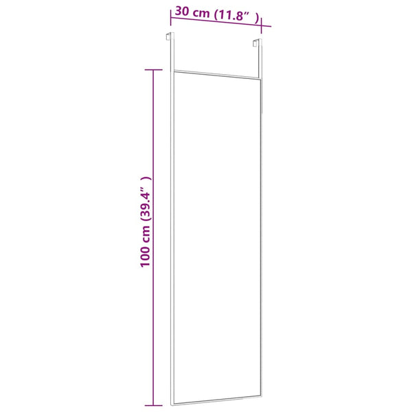 vidaXL Door Mirror Golden 30x100 cm Glass and Aluminum