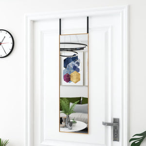vidaXL Door Mirror Golden 30x100 cm Glass and Aluminum