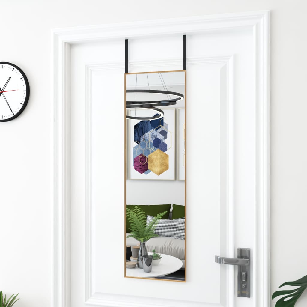 vidaXL Door Mirror Golden 30x100 cm Glass and Aluminum