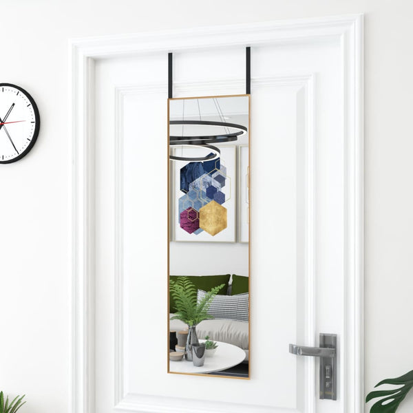 vidaXL Door Mirror Golden 30x100 cm Glass and Aluminum