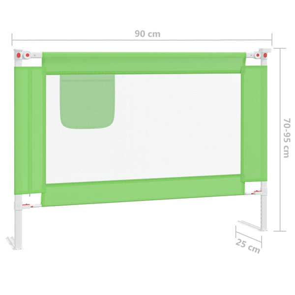 vidaXL Toddler Bed Rail Green 90x25 cm Fabric