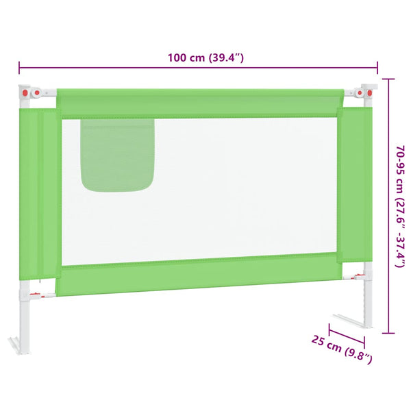 vidaXL Toddler Bed Rail Green 100x25 cm Fabric