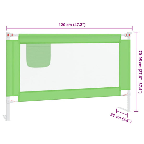 vidaXL Toddler Bed Rail Green 120x25 cm Fabric