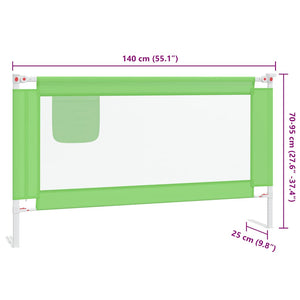 vidaXL Toddler Bed Rail Green 140x25 cm Fabric